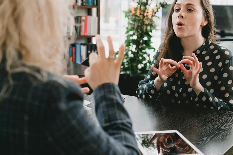 Two people communicating
